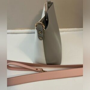 Bucket Bag White Gray & Pink Shoulder Bag by Summer & Rose Crossbody Purse